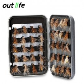 Outlife 27841 - A 40pcs Handmade Fly Fishing Insects Lures with Storage Box (DARK GRAY)