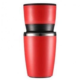 Multifunctional Portable Manual Coffee Maker Grinder Cup for Home Travel  (CHESTNUT RED)