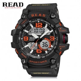 READ R90001 Male Watch Dual Movement Luminous Resin Strap Sports Wristwatch (MULTI-C)