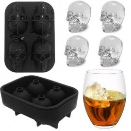 3D Skull Silicone Mold Cool Ice Cube Tray Maker Home Kitchen DIY Mould Tools (BLACK)