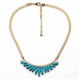 FAUX GEMSTONE ADJUSTABLE PENDANT NECKLACE (BLUE)