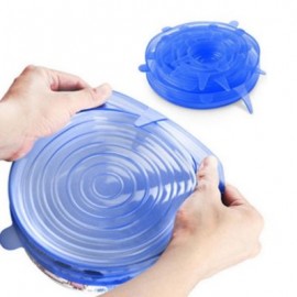 6PCS Universal Silicone Food Wrap Lid-Bowl (BLUE)