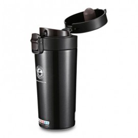 Portable Stainless Steel Student Insulated Vacuum Coffee Bottle 370ml Hand Cup (BLACK)