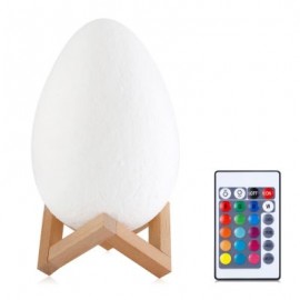 3D Printing Egg Light Romantic Night Lamp Remote Control for Bedroom (WHITE)