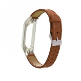 Genuine Leather Bracelet For Xiaomi Mi Band 3 Strap Watch (BROWN)