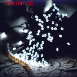 CHRISTMAS TREE DECORS 15M 100 LED SOLAR STRING LIGHT XMAS ORNAMENT NEW YEAR DECORATION (WH