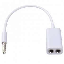 3.5mm Double Jack Splitter Audio Share Music Cable Adapter for Earphones (WHITE)