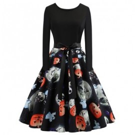 Plus Size Ghost Print Halloween Dress (BLACK)