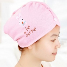 Cartoon Rabbit Super Absorbent Fiber Dry Hair Cap Towel 2PCS (PINK)