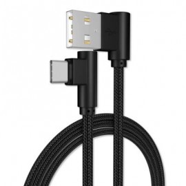 1M USB Type-C Cable Nylon Cord Durability High Speed (BLACK)