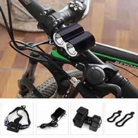 DARK KNIGHT LR-2 LED CYCLING LAMP 4 MODES HEADLAMP BIKE HANDLEBAR LIGHT - EU PLUG (BLACK)