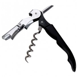 Double Hinged Corkscrew Hippocampus Knife Wine Bottle Opener Waiters Beer Key (BLACK)