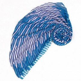 CHIC FULLED STRIPES PATTERN COLOR SPLICE VOILE SCARF FOR WOMEN (BLUE)