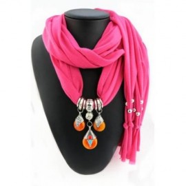 CHIC FAUX GEM PENDANT AND TASSEL EMBELLISHED SOLID COLOR SCARF FOR WOMEN (RANDOM COLOR)