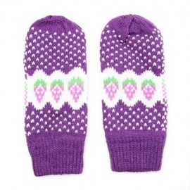 PAIR OF CUTE STRAWBERRY PATTERN COLOR BLOCK KNITTED GLOVES FOR WOMEN (COLOR ASSORTED)