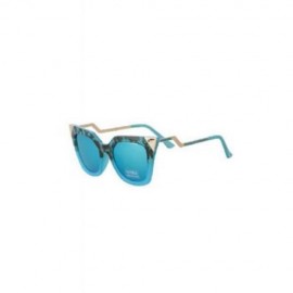 CHIC LEOPARD SPLICE CAT EYE SHAPE FRAME SUNGLASSES FOR WOMEN (BLUE)