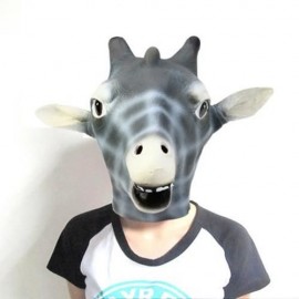 ARTIFICIAL HALLOWEEN LATEX GIRAFFE HEAD MASK MASQUERADE PARTIES COSPLAY GADGET (GRAY)