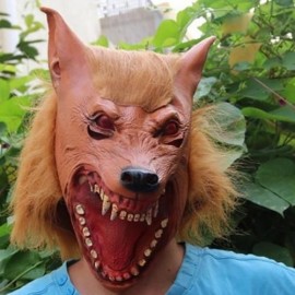 ARTIFICIAL HALLOWEEN LATEX WOLF HEAD MASK MASQUERADE PARTIES COSPLAY GADGET (BROWN)