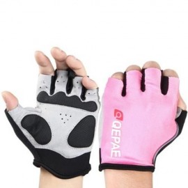 QEPAE OUTDOOR SPORTS FINGERLESS GEL BREATHABLE GLOVES WITH TAKE-OFF ROPE (PINK)