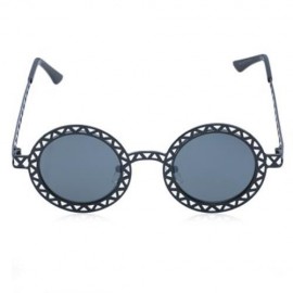 CHIC HOLLOW OUT ZIG ZAG ROUND SUNGLASSES FOR WOMEN (BLACK)