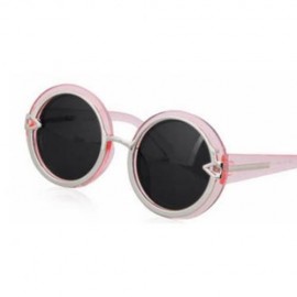 CHIC ALLOY SPLICE ROUND TRANSPARENT FRAME SUNGLASSES FOR WOMEN (PINK)