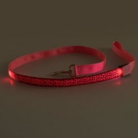 3 MODES LED PET LEASHES GLOWING LEOPARD PRINT DESIGN PUPPY TRACTION BELT (RED)