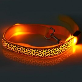 3 MODES LED PET LEASHES GLOWING LEOPARD PRINT DESIGN PUPPY TRACTION BELT (ORANGE)