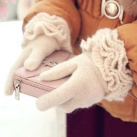 PAIR OF CHIC FLOUNCE EMBELLISHED SOLID COLOR GLOVES FOR WOMEN (COLOR ASSORTED)