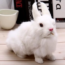 SIMULATION FURRY SQUATTING RABBIT CRAFT TOY (WHITE)