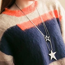 TRENDY RHINESTONE STAR DOUBLE-LAYERED SWEATER CHAIN FOR WOMEN (SILVER)