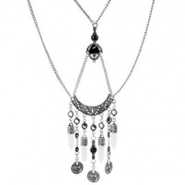 RETRO STYLE LAYERED TASSEL NECKLACE FOR WOMEN (WHITE)