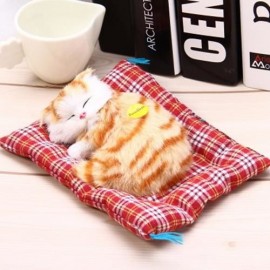 SIMULATION SLEEPING CAT CRAFT TOY  WITH SOUND (YELLOW PRINTING)