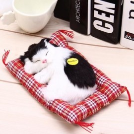 SIMULATION SLEEPING CAT CRAFT TOY  WITH SOUND (BLACK WHITE)