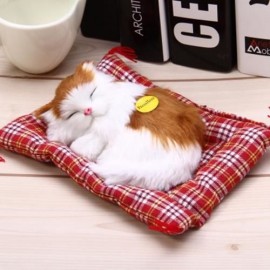 SIMULATION SLEEPING CAT CRAFT TOY  WITH SOUND (YELLOW WHITE)