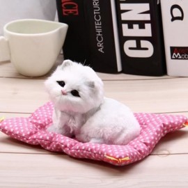 SIMULATION SLEEPING CAT CRAFT TOY  WITH SOUND (SEAT CAT WHITE)