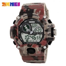 SKMEI 1029 ARMY LED DUAL-MOVT WRISTWATCH WEEK DATE STOPWATCH 5ATM WATER RESISTANT MILITARY
