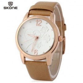 SKONE 9399 WOMEN QUARTZ BIG NUMBER RHINESTONE STEREO ROSE DIAL WATCH HOLLOW POINTER (CHAMP
