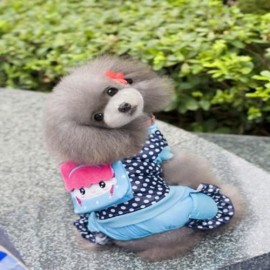 FOUR FEET PET DOG COTTON-PADDED CLOTHES GIRL DESIGN BACK POCKET WARM COAT (PURPLISH BLUE)