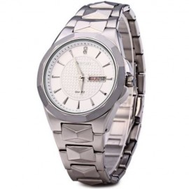 WEIQIN W23031A MALE CALENDAR RHINESTONE QUARTZ WATCH WITH STEEL BAND 5ATM WATER RESISTANT 