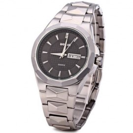 WEIQIN W23031A MALE CALENDAR RHINESTONE QUARTZ WATCH WITH STEEL BAND 5ATM WATER RESISTANT 