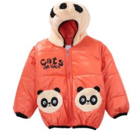 CUTE PANDA HAT LONG SLEEVE ZIPPERED PRINTED PADDED COAT FOR KIDS (JACINTH)