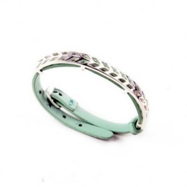 FASHION WOMEN FAUX LEATHER JEWELRY RETRO ADJUSTABLE BRACELET BELT (GREEN)