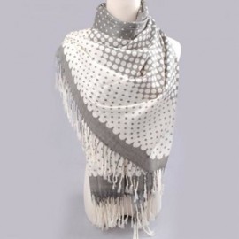 CHARMING MIXED POLKA DOT PRINT GRADIENT COLOR TASSELS SCARF FOR WOMEN (COLOR ASSORTED)
