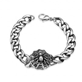 316L STAINLESS STEEL BRACELET FOR MEN SPIDER PATTERN H018  (SILVER)