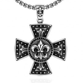 N035 TITANIUM FASHION CHAIN 316L STAINLESS STEEL VINTAGE PENDANT NECKLACE (SILVER GRAY)