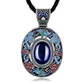 N002-A NATIONAL STYLE DIAMOND NECKLACE FOR WOMEN (BLUE)