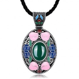 N001-C WOMEN VINTAGE NATIONAL STYLE NECKLACE (GREEN)