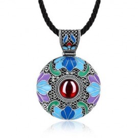 N007-B ROUND DIAMOND NATIONAL STYLE NECKLACE FOR WOMEN (RED)