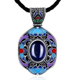 N008-A WOMEN NATIONAL STYLE NECKLACE (BLUE)