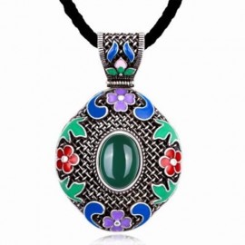 N014-C WOMEN NATIONAL STYLE NECKLACE  (GREEN)